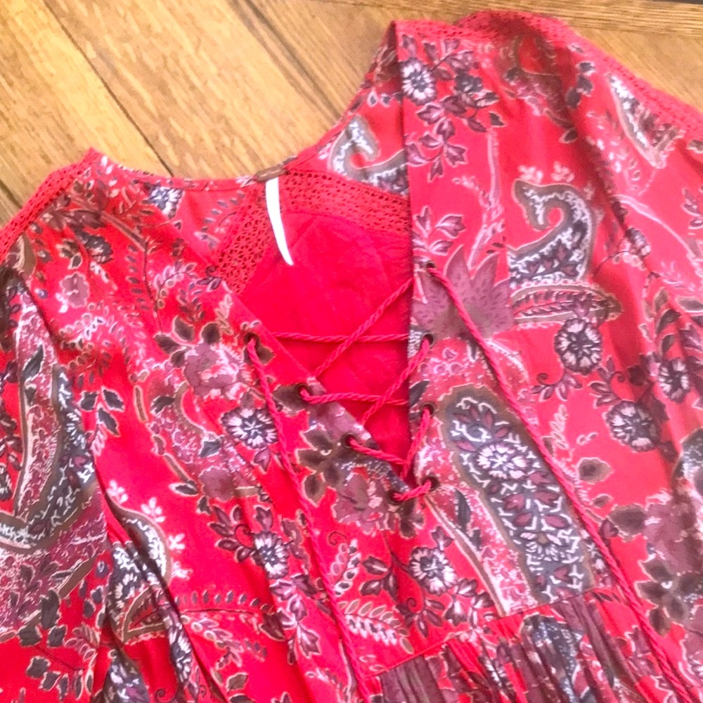✨SOLD✨Red Floral Free People Flowy Dress - Picture 2 of 7